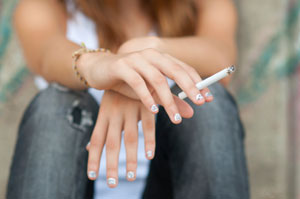 Teenage girl smoking
